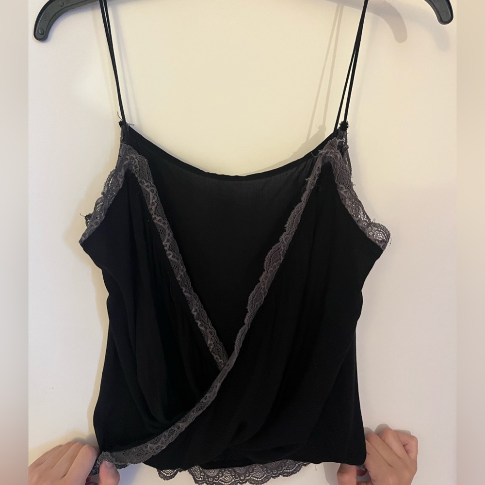 Intimately Free People Black Tank Top with Grey Lace